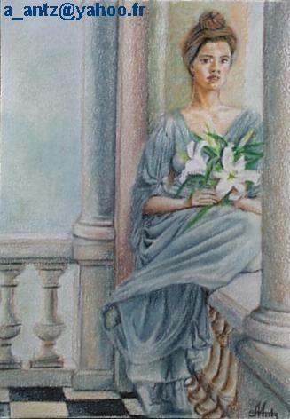 Drawing titled "jeune femme à la ba…" by Aantz, Original Artwork