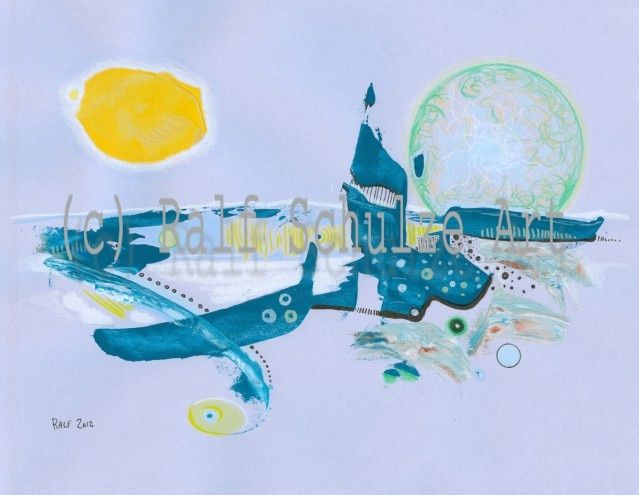 Schilderij getiteld "Aqua" door Ralf Schulze, Origineel Kunstwerk