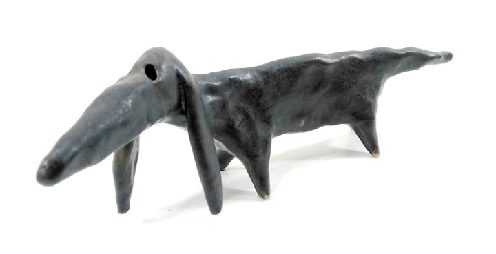 Sculpture titled "DACHSHUND VI" by Aare Freimann, Original Artwork, Ceramics