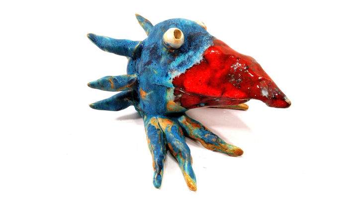 Sculpture titled "CROW VIII" by Aare Freimann, Original Artwork, Ceramics