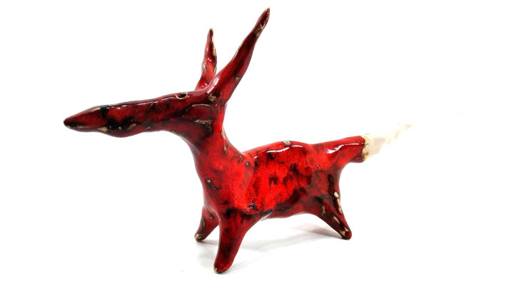 Sculpture titled "FOX XVI" by Aare Freimann, Original Artwork, Ceramics