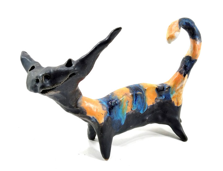 Escultura intitulada "CAT XIX" por Aare Freimann, Obras de arte originais, Cerâmica