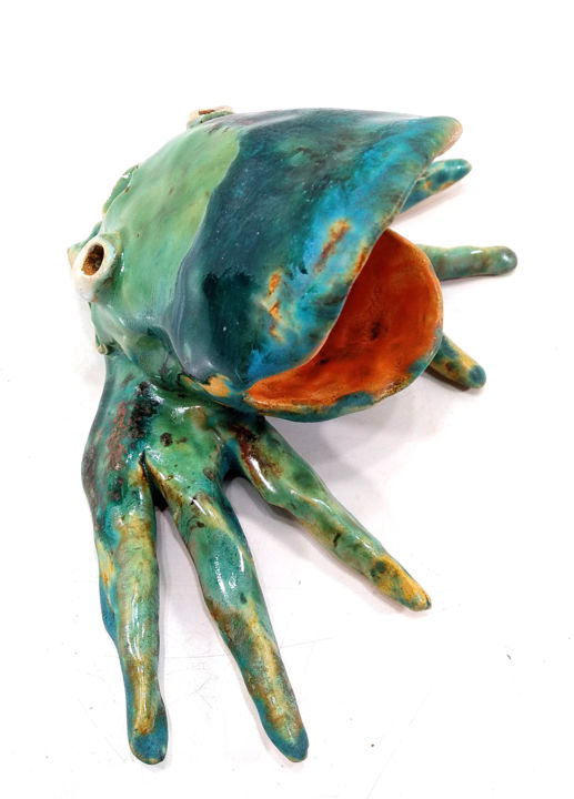 Sculpture titled "FROG XVII" by Aare Freimann, Original Artwork, Ceramics