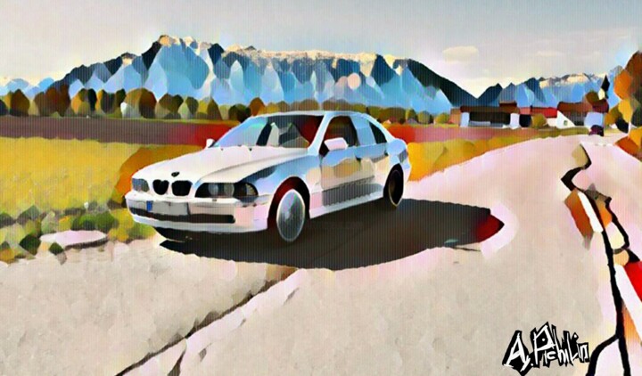 Digital Arts με τίτλο "Bmw Alpine" από Aaron Pichilin, Αυθεντικά έργα τέχνης, Ψηφιακή ζωγραφική Τοποθετήθηκε στο Ξύλινο φορε…