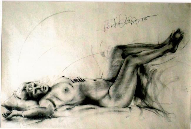 图画 标题为“nude study” 由Aaron Thokchom, 原创艺术品