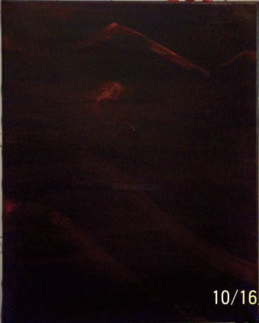 Schilderij getiteld "Hillside Under Moon…" door Paganson, Origineel Kunstwerk