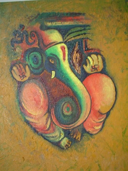 Картина под названием "Colors of Ganesha" - Aarti Kataria, Подлинное произведение искусства, Масло