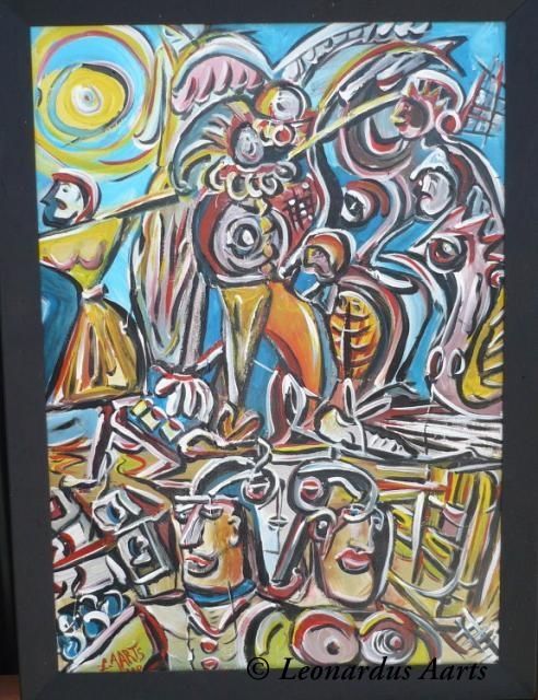 Painting titled "Circus" by Leon Aarts, Original Art,
