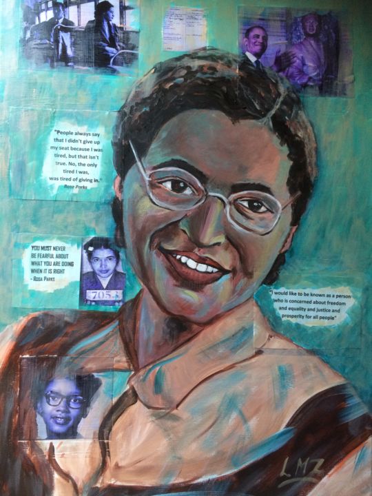 Painting titled "Rosa Parks" by Leila Zarif, Original Artwork, Acrylic