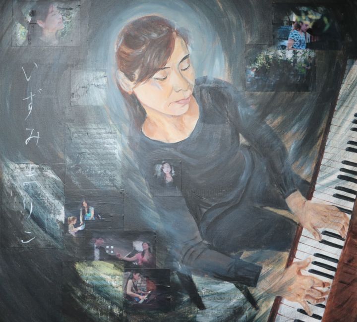 Painting titled "La Musique de Mariko" by Leila Zarif, Original Artwork, Acrylic