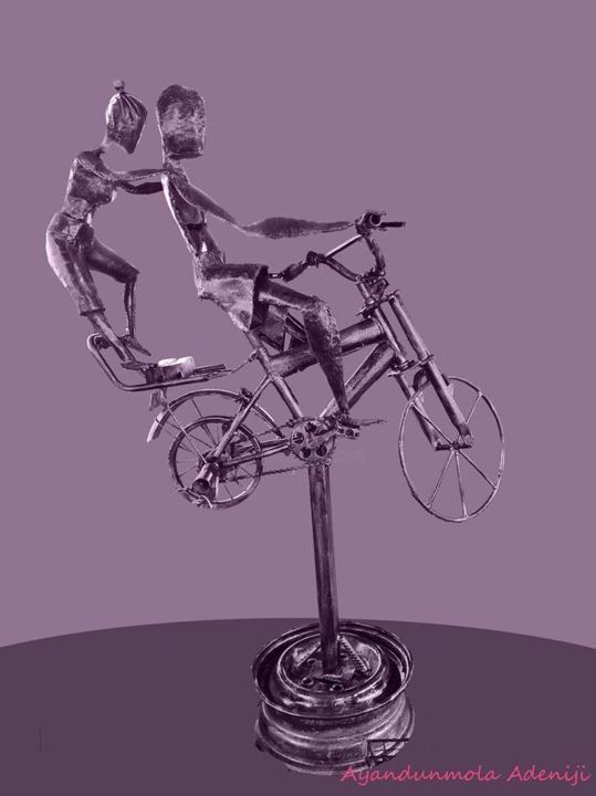 Sculpture intitulée "Rider" par Ayanade, Œuvre d'art originale, Métaux