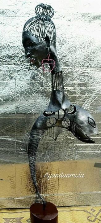 Sculpture titled "Yemoja" by Ayanade, Original Artwork, Metals