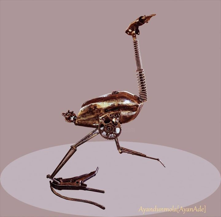 Scultura intitolato "Ostrich" da Ayanade, Opera d'arte originale, Metalli
