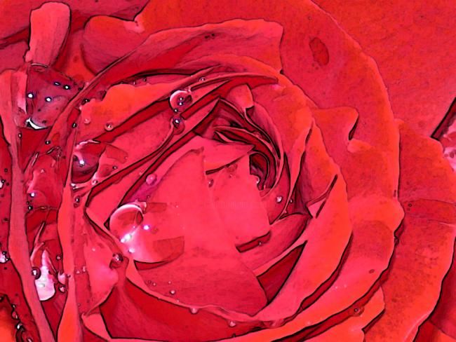 Digital Arts titled "coeur de rose" by Cylb Abacy, Original Artwork, Digital Painting