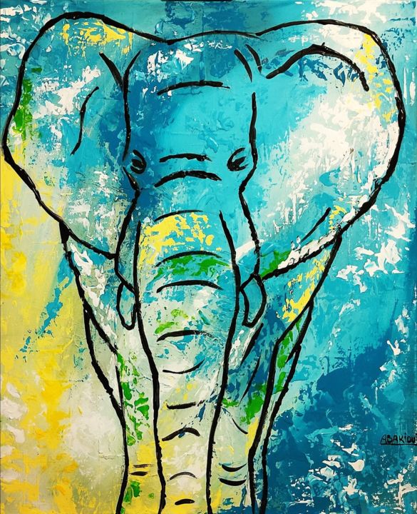 Peinture intitulée "Éléphant" par Nadila Abakioui, Œuvre d'art originale, Acrylique