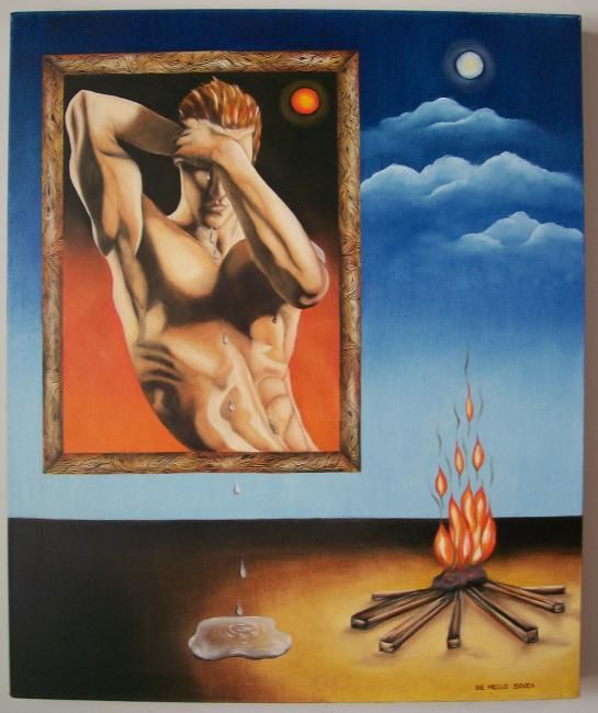 Painting titled "Ator-Men-Ta-Do" by De Mello Souza, Original Artwork, Oil