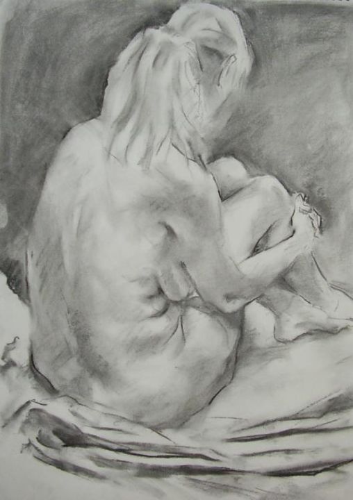 Drawing titled "Nude Study" by Anthony Barrow, Original Art,