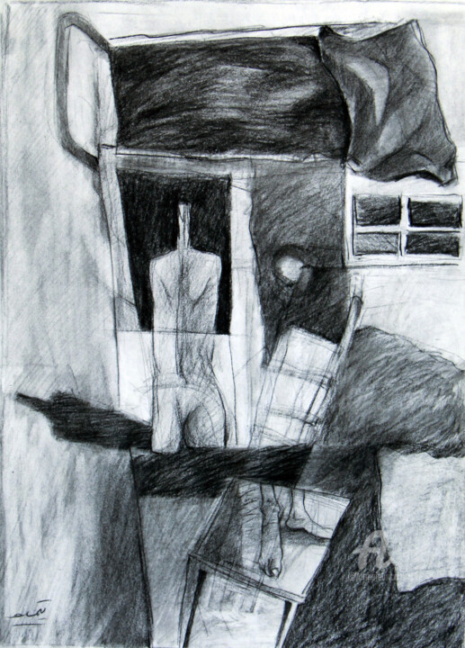 Drawing titled "End of darkness" by Abbas Timareh, Original Artwork, Conté