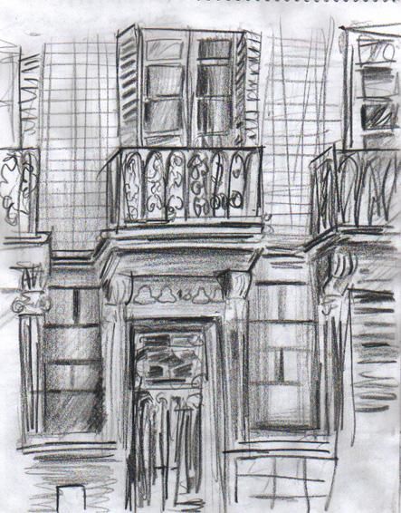 Drawing titled "balcon à  Tetouan" by El Abbas El Abed, Original Artwork