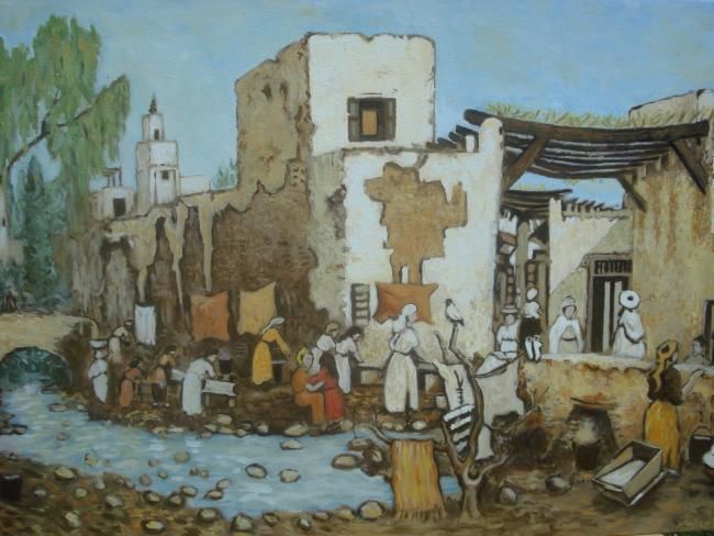 「laveuses juives à…」というタイトルの絵画 El Abbas El Abedによって, オリジナルのアートワーク
