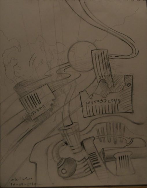 La crise économique/ croquis - Painting ©2011 by El Abbas El Abed -