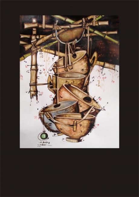 Peinture intitulée "suspension1" par Abdelaziz Abbassi, Œuvre d'art originale,