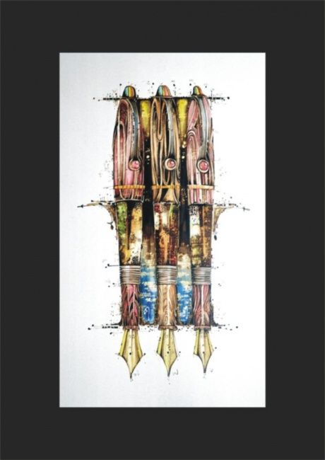 Peinture intitulée "3 stylos" par Abdelaziz Abbassi, Œuvre d'art originale