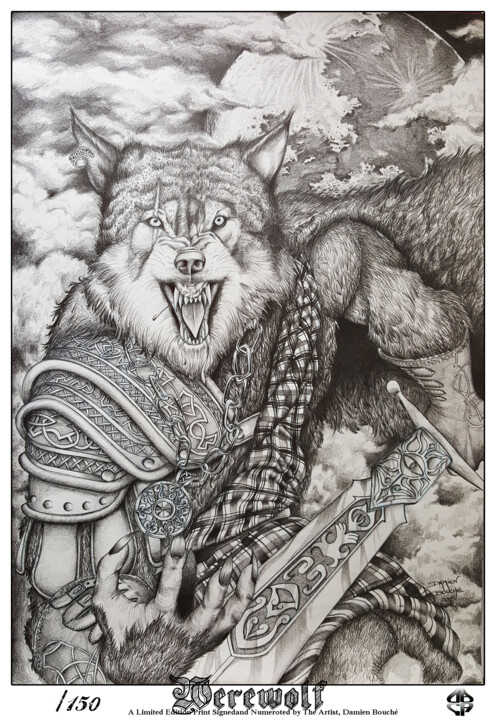 Dessin intitulée "wolf.jpg" par Damien Bouche, Œuvre d'art originale, Crayon