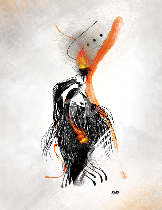 Arts numériques intitulée "Flamme" par Abd, Œuvre d'art originale, Travail numérique 2D