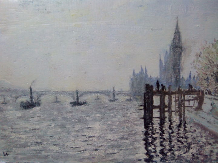 Peinture intitulée "London parliament .…" par Abdel Lafrimi, Œuvre d'art originale, Huile