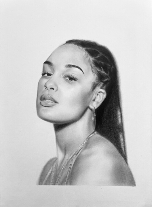 Drawing titled "Jorja Smith" by Abdel Maha, Original Artwork, Charcoal