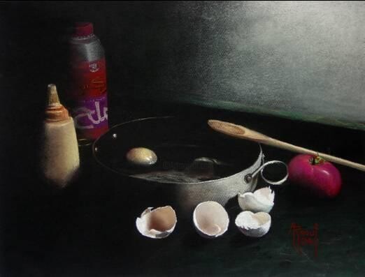 Pintura intitulada "Egg shell" por Abdel Raouf Abdel Khalek, Obras de arte originais, Óleo