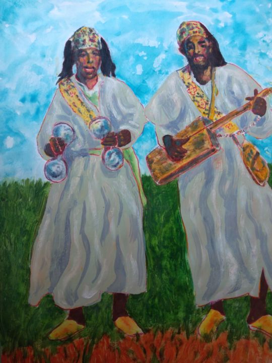 Painting titled "Les danseurs Gnawas…" by Abdellatif Jouay, Original Artwork