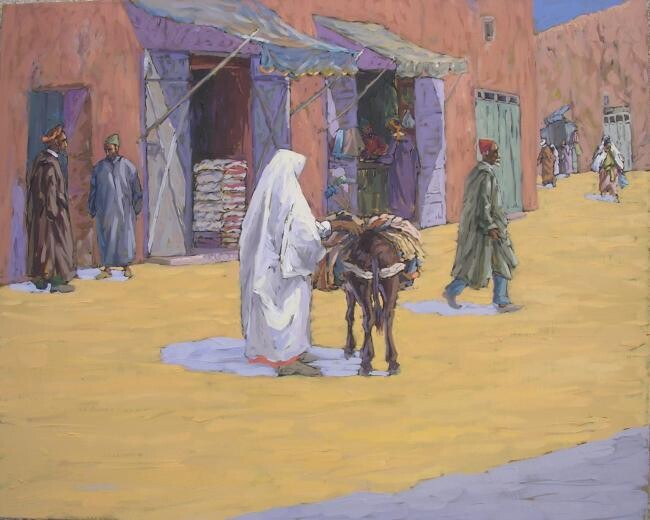 Peinture intitulée "scène à missour n006" par Abdelhakim Chababi, Œuvre d'art originale, Huile