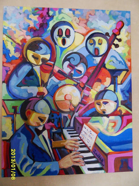 Peinture intitulée "la quintette" par Abdelkader Ben Kaddour, Œuvre d'art originale