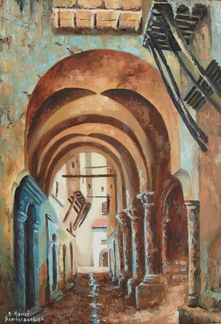 Pittura intitolato "casbah"rue des cons…" da Abdelkrim Hamri, Opera d'arte originale
