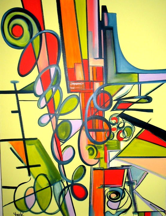 Peinture intitulée "pause-geometrique-i…" par Abdellah Yousfi, Œuvre d'art originale