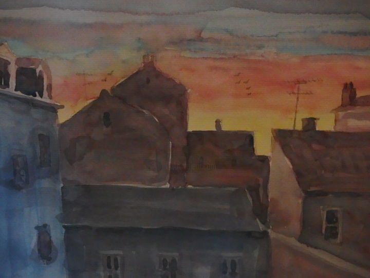 Peinture intitulée "Quartier Aristid Br…" par Abdellatif Zeraidi Bd Lltyf Lzrydy, Œuvre d'art originale, Aquarelle