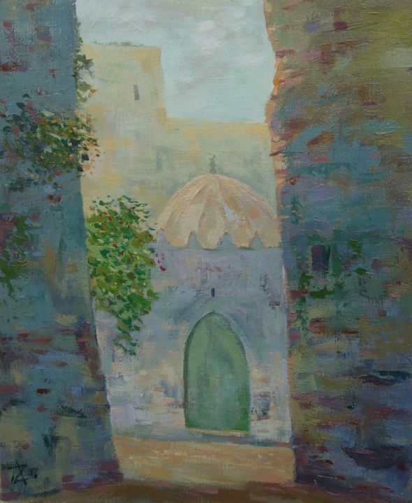 Painting titled "Marabout" by Abdellatif Zeraidi Bd Lltyf Lzrydy, Original Artwork, Oil