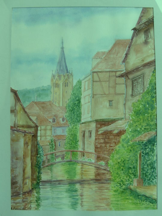 Картина под названием "Wissembourg" - Abdellatif Zeraïdi عبد اللطيف الزرايدي, Подлинное произведение искусства, Акварель