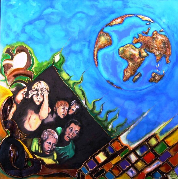 Peinture intitulée "6ème Génération" par Abdellouahab Selka, Œuvre d'art originale, Huile Monté sur Autre panneau rigide