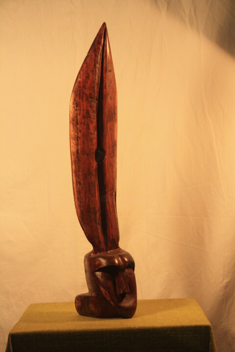 Escultura intitulada "La plume" por Abdellouahab Selka, Obras de arte originais, Madeira