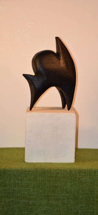 Skulptur mit dem Titel "La souris" von Abdellouahab Selka, Original-Kunstwerk, Holz