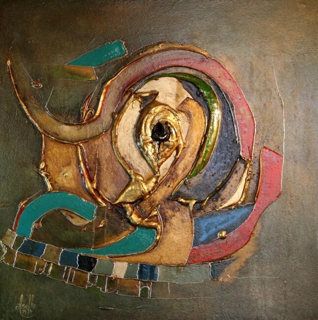Malerei mit dem Titel "Continent à la déri…" von Abdellouahab Selka, Original-Kunstwerk, Öl