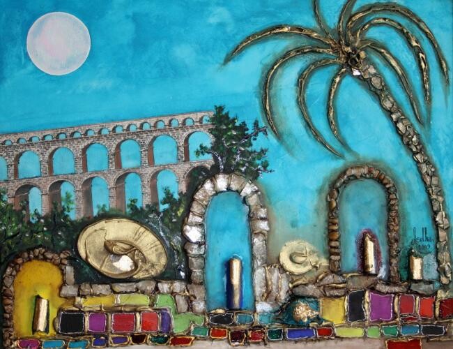 Картина под названием "Carthage," - Abdellouahab Selka, Подлинное произведение искусства, Масло