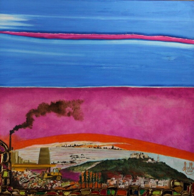 Peinture intitulée "Pollution" par Abdellouahab Selka, Œuvre d'art originale, Huile