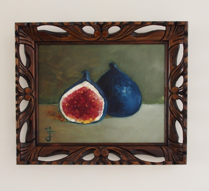 绘画 标题为“Figs” 由Abdelmouhaimen Taoujouti (Art et peinture Tunisia), 原创艺术品, 油 安装在木板上