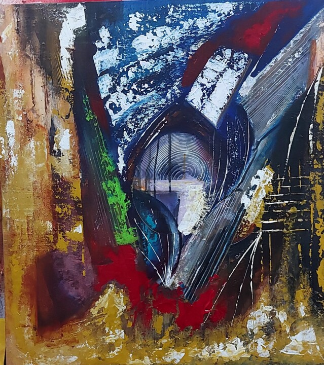Painting titled "Abstraction5" by Abdelouahed Ghanemi, Original Artwork, Acrylic