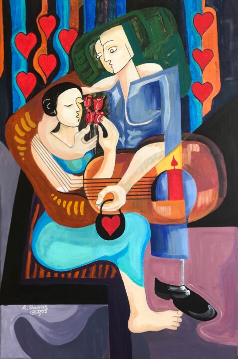 Schilderij getiteld "Valentine"s day (1)" door Abdelrahman Shamieh, Origineel Kunstwerk, Acryl