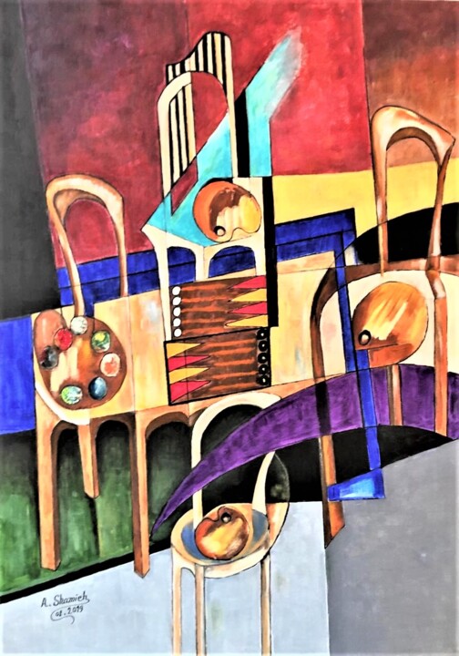 Painting titled "Rest of Painters" by Abdelrahman Shamieh, Original Artwork, Acrylic